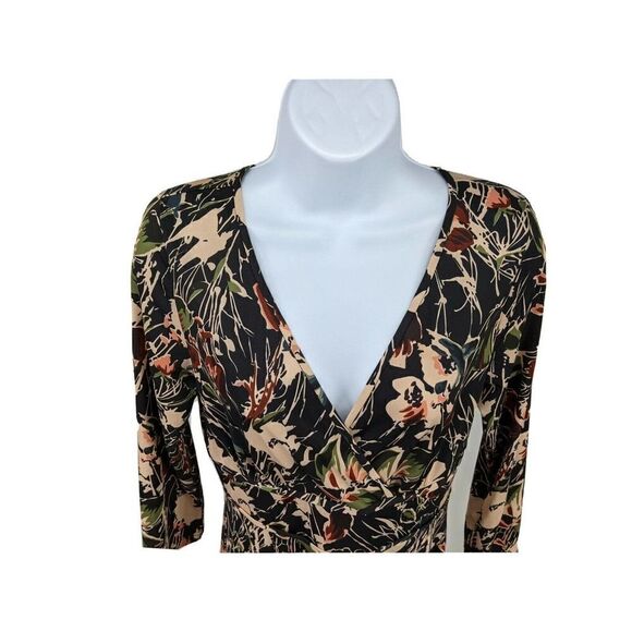 Leona Edmiston Faux Wrap Dress Floral V Neck Belted 3/4 sleeve Australia XS US - Picture 4 of 13